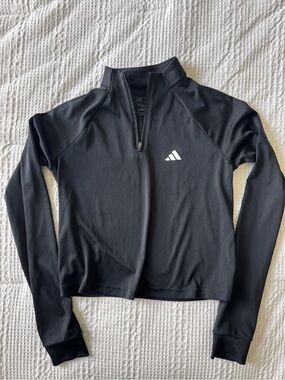 adidas Women’s Black Quarter-Zip Cropped Pullover XXS